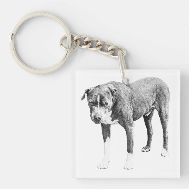 Shaded Pit Bull Mini Tag Schlüsselanhänger (Vorderseite)