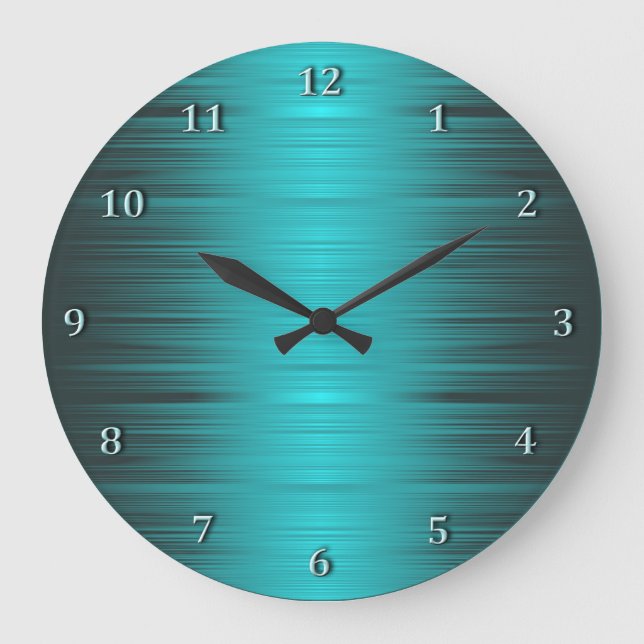 Shaded Turquoise Aqua Wall Clock Große Wanduhr (Vorderseite)