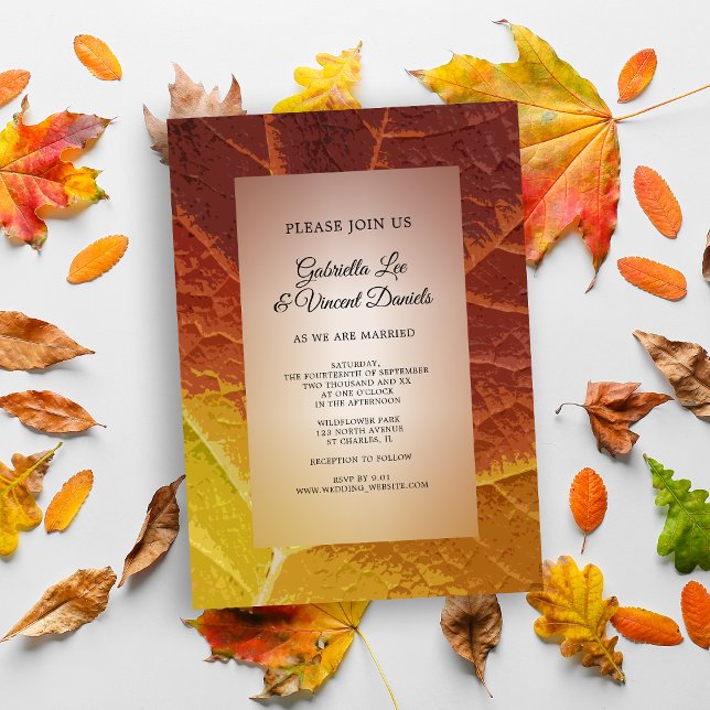Shades Herbstleaf Einladung zur Hochzeit (Set a seasonal Fall tone to your wedding with the natural Shades of Autumn Leaf Invitation.)