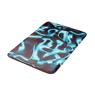 Shades of blue cyan on abstract tapes up dark red badematte