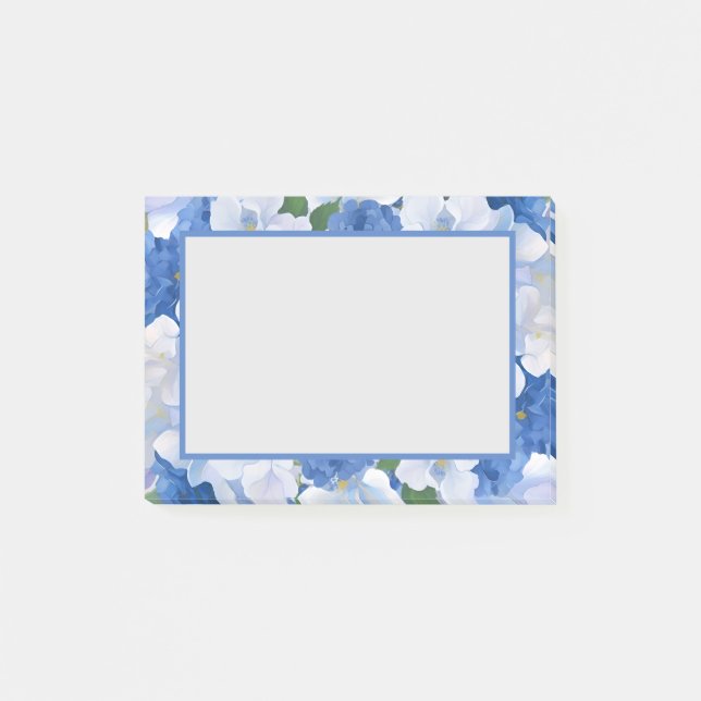 Shades of Blue Florals Post-it Klebezettel (Vorderseite)