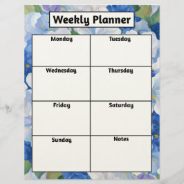Shades of Blue Florals Weekly Planner Briefbogen