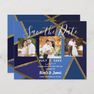 Shades of Blue & Gold Bronze Geometric Rett Date