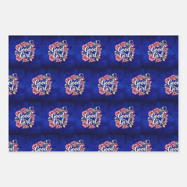 Shades of Blue Good Girl Morally Gray Wrapping Geschenkpapier Set (Vorderseite)