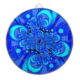 Shades of Blue Modern Abstrakt Fraktal Art Dartscheibe