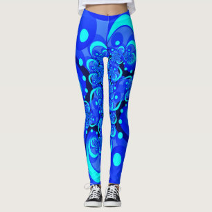 Shades of Blue Modern Abstrakt Fraktal Art Leggings