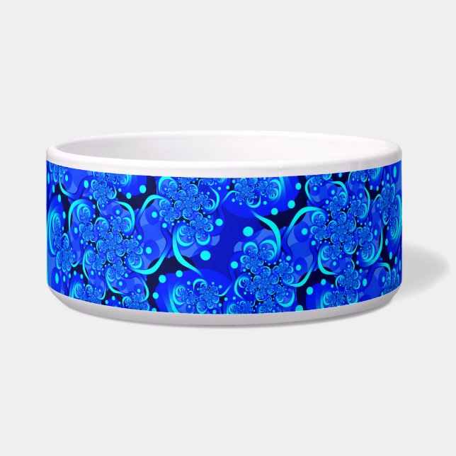 Shades of Blue Modern Abstrakt Fraktal Art Napf (Vorderseite)