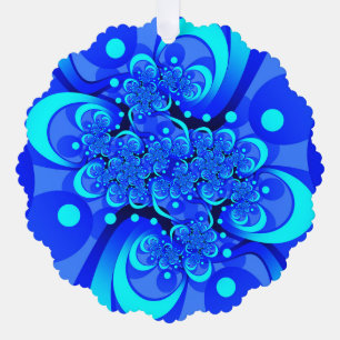 Shades of Blue Modern Abstrakt Fraktal Art Ornament Karte