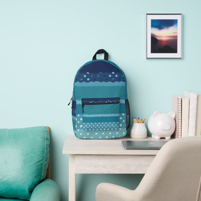 Shades of Blue Polka Dots Backpack Bedruckter Rucksack (InSitu)