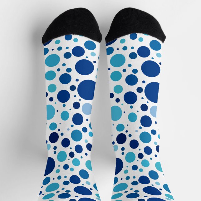 Shades of Blue Polka Dots Socken (Oben)