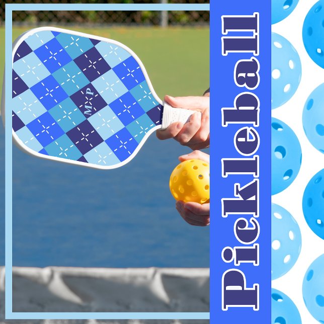 Shades of Blue Raute Sporty Preppy Pickleball Schläger (Von Creator hochgeladen)