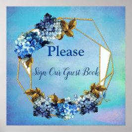 Shades of Blue Watercolor Hydrangeas Gästebuch