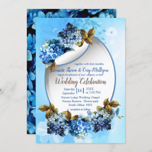 Shades of Blue Watercolor Hydrangeas Wedding Einladung
