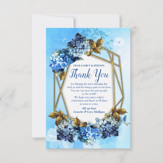 Shades of Blue Watercolor HydrangeasDanke-Karte RSVP Karte (Vorderseite)