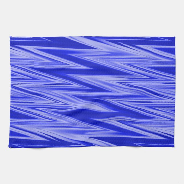 Shades of Blue Zigzag Muster Geschirrtuch (Horizontal)