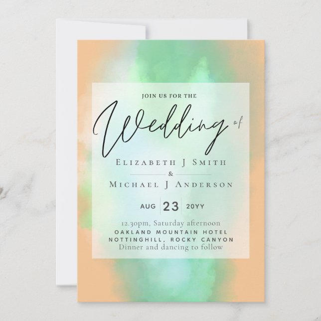 Shades of Coral Mint Moderne Budget Hochzeit (Vorderseite)