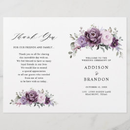 Shades of Dusty Lila Blooms Wedding Program