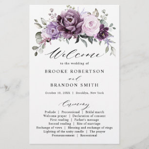 Shades of Dusty Lila Blooms Wedding Program