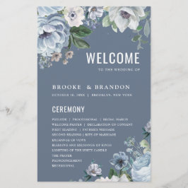 Shades of Gray Dusty Blue Winter Wedding Program