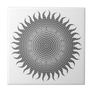 Shades of Gray Sun Mandala Keramik Tile Fliese