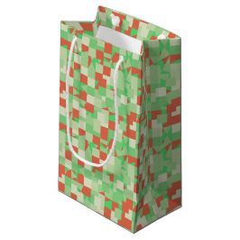 Shades of Green and Orange Squared Camouflage Kleine Geschenktüte