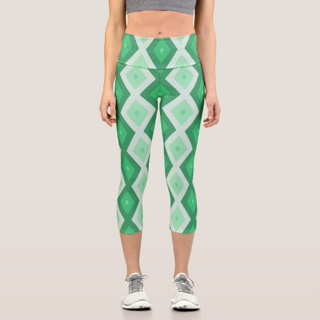 Shades of green diamond pattern capri leggings (Vorderseite)