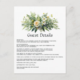 Shades of Green Floral Wedding Guest Details Begleitkarte