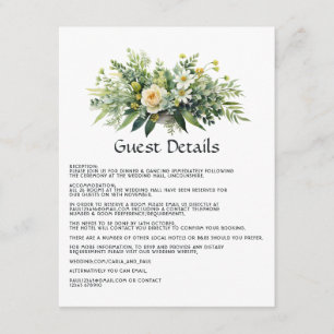 Shades of Green Floral Wedding Guest Details Begleitkarte