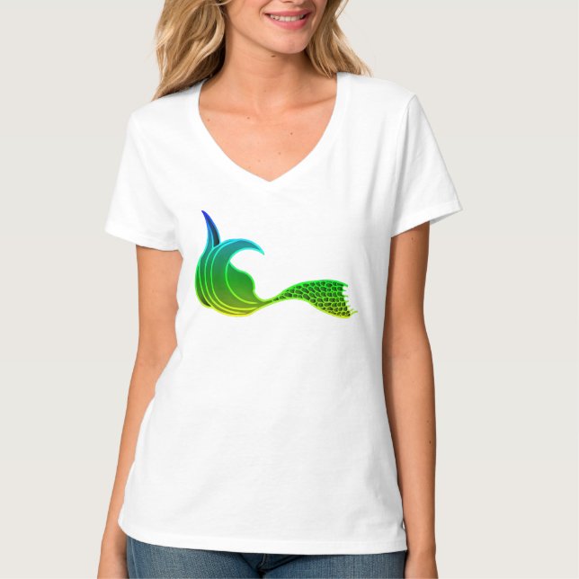 Shades of Green Mermaid Schwanz T-Shirt (Vorderseite)