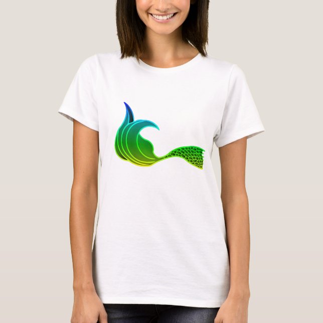 Shades of Green Mermaid Schwanz T-Shirt (Vorderseite)