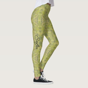 Shades of Green Personalize Name Quality Leggings