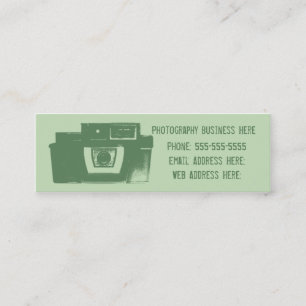 Shades of Green Retro Film Camera Business Card Mini Visitenkarte