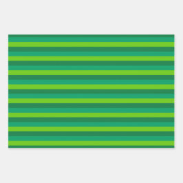 SHADES OF GREEN WITH WHITE IRISH SHAMROCKS GESCHENKPAPIER SET