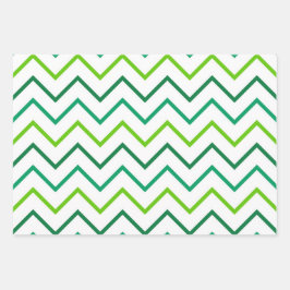 SHADES OF GREEN WITH WHITE IRISH SHAMROCKS GESCHENKPAPIER SET