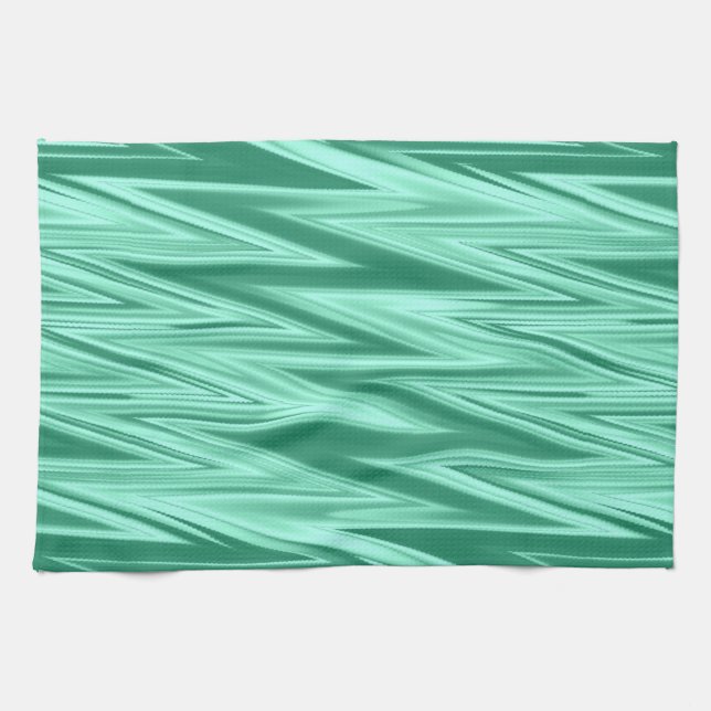 Shades of Green Zigzag Muster Geschirrtuch (Horizontal)