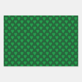 SHADES OF IRISH GREEN & WHITE PATTERNS GESCHENKPAPIER SET