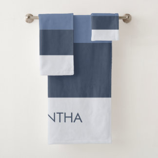 Shades of Modern Color Blocks Stripes Personalize Badhandtuch Set