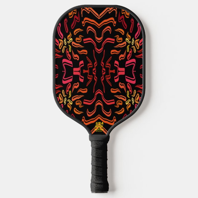 Shades Of Orange Red Yellow Ribbon Art Design Pickleball Schläger (Vorderseite)