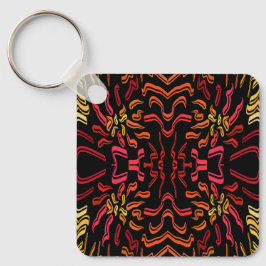 Shades Of Orange Red Yellow Ribbon Art Design Schlüsselanhänger