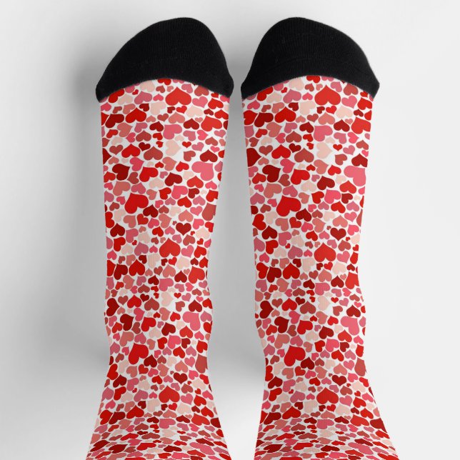 Shades of Red Modern Hearts Crew Socks Socken (Oben)