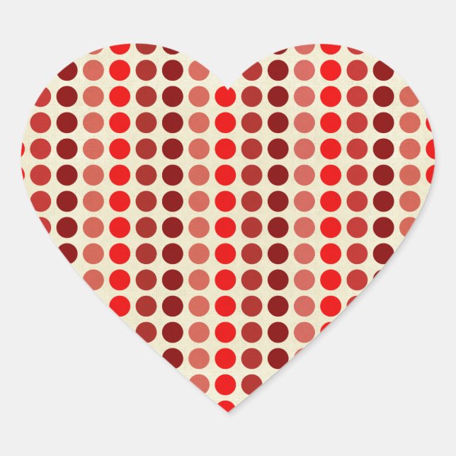 Shades of Red Polka Dots von Shirley Taylor Herz-Aufkleber (Vorderseite)