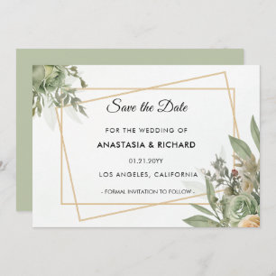 Shades of Sage Wedding Save the Date Card