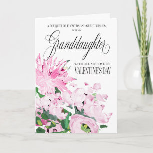 Shades Pink Floral Bouquet Valentine Grandtochter Karte