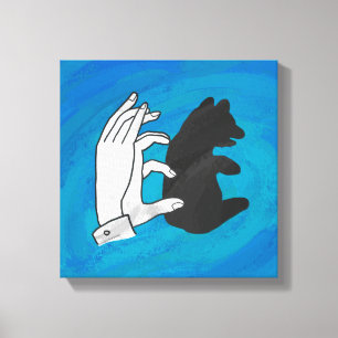 Shadow Bear Cube On Blue Leinwanddruck