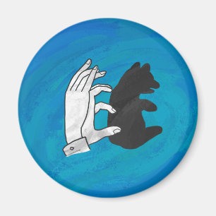 Shadow Bear Cube On Blue Magnet
