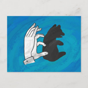 Shadow Bear Cube On Blue Postkarte