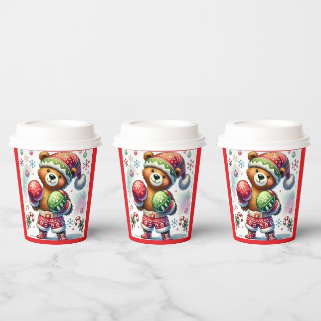 Shadow Boxing Holiday Bear Paper Cups Pappbecher (Multi)