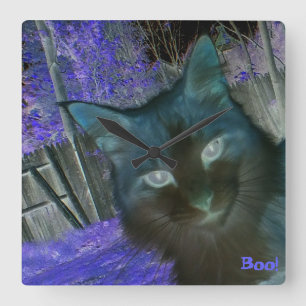 Shadow Cat In Amethyst Wall Clock Quadratische Wanduhr