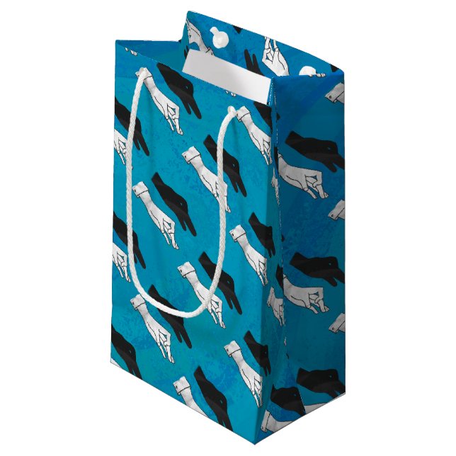 Shadow Duck on Blue Kleine Geschenktüte (Vorderseite Schrägansicht)