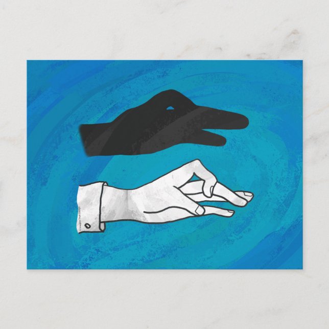 Shadow Duck On Blue Postkarte (Vorderseite)